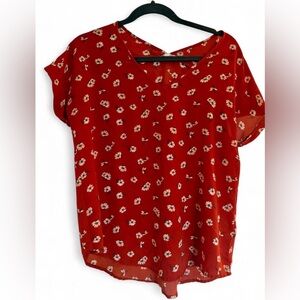 Pink Rose Red Floral Blouse